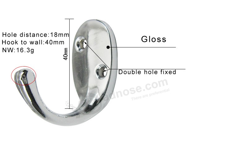 Zinc alloy hook size