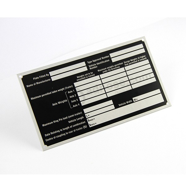 Wholesale custom Metal data nameplates equipped on machines with high quality