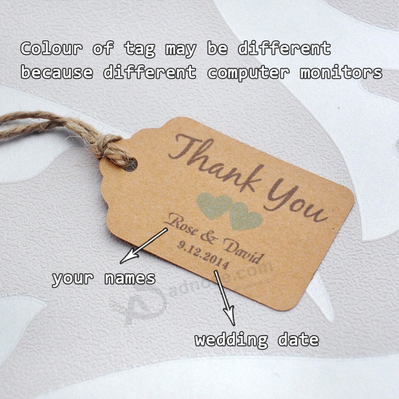 personalized thank you wedding tags with 6 colors heart you can choose paper wedding favor tags Pers