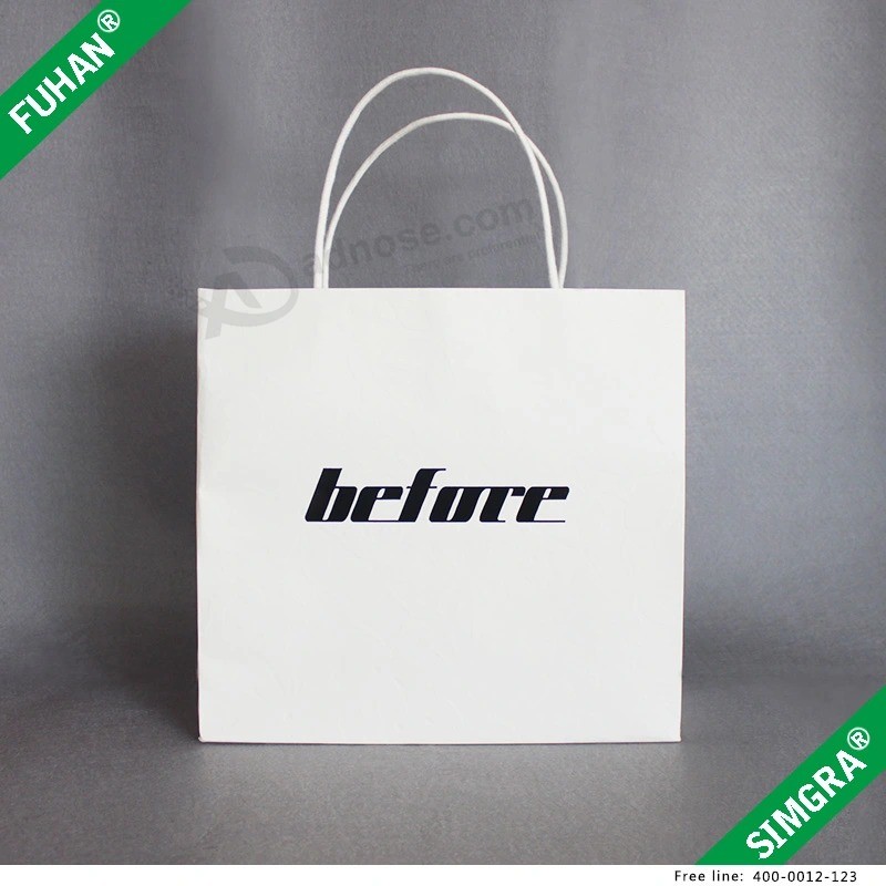 Embossed Logo White Paper Print Packing Bag for Shirt