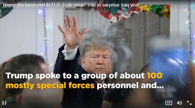 Trump declares end to US 'policeman' role in surprise Iraq visit